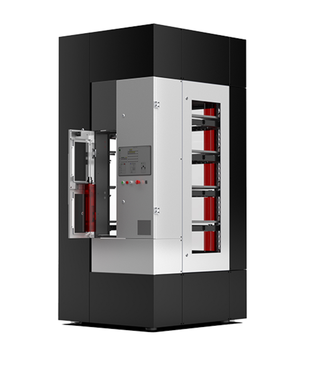 INDUMATIK – TC 250.  Mit bis zu 250 Werkzeugplätzen und einer flexiblen Ausstattung für HSK-, SK-, Capto-, BT- und CAT- Aufnahmen ist der Indumatik Toolchanger mit seiner durchdachten Konstruktion wesentlich kompakter als ein Kettenmagazin.
